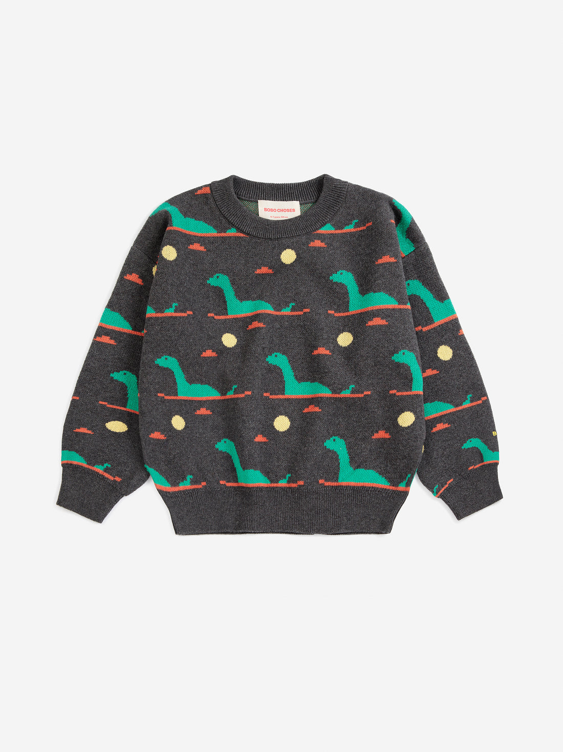 Bobo Choses Lake Monster All Over Jacquard Jumper - Dark Heather Grey
