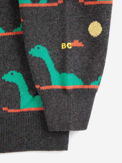 Bobo Choses Lake Monster All Over Jacquard Jumper - Dark Heather Grey