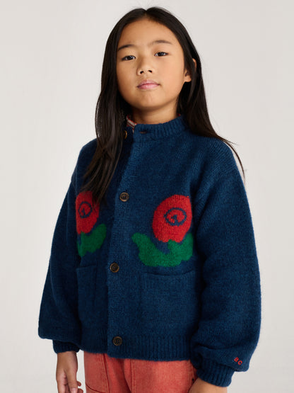 Bobo Choses Stamp Bloom Cardigan - Midnight Blue
