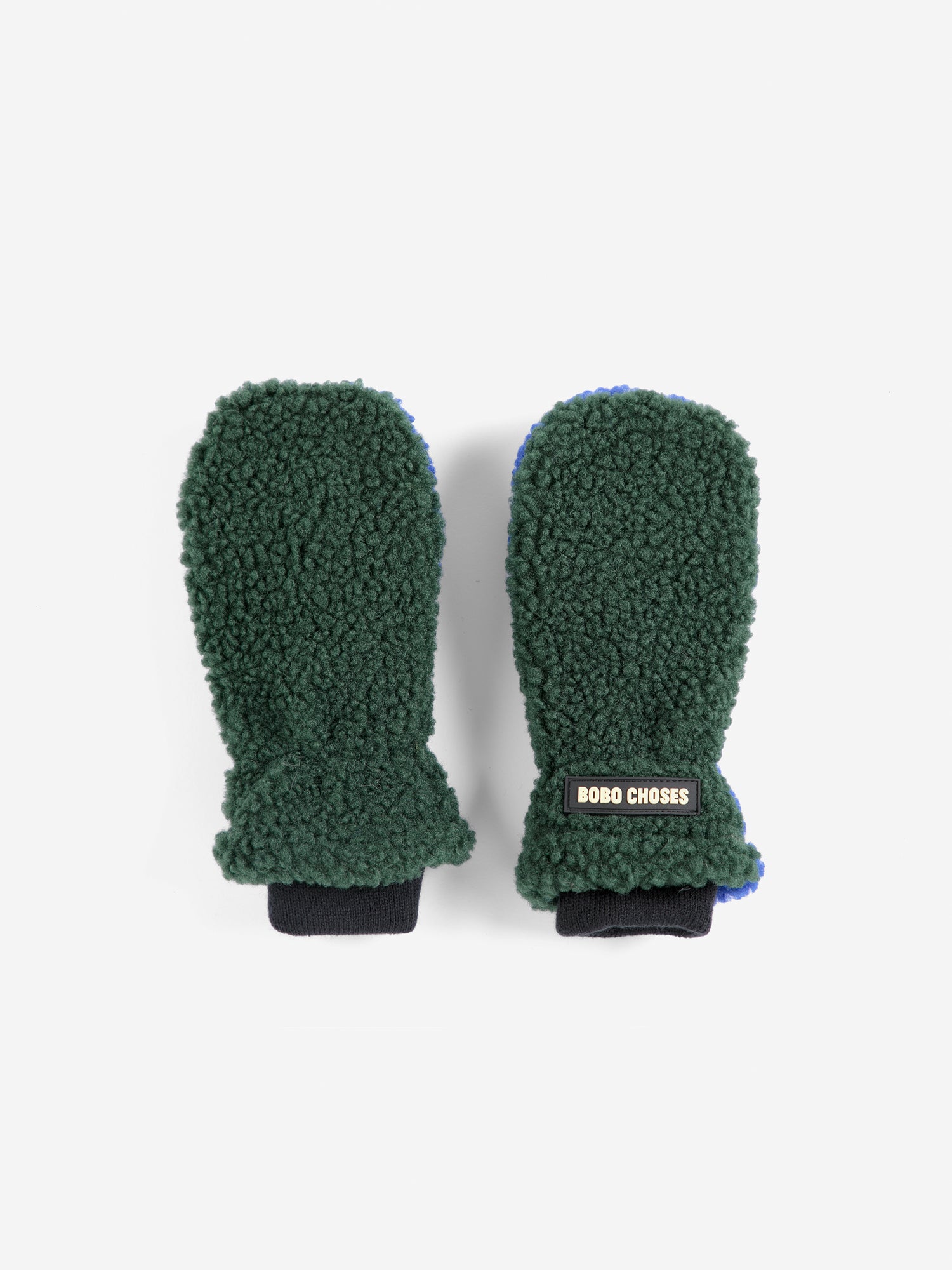 Bobo Choses Color Block Sheepskin Mittens - Dark Green