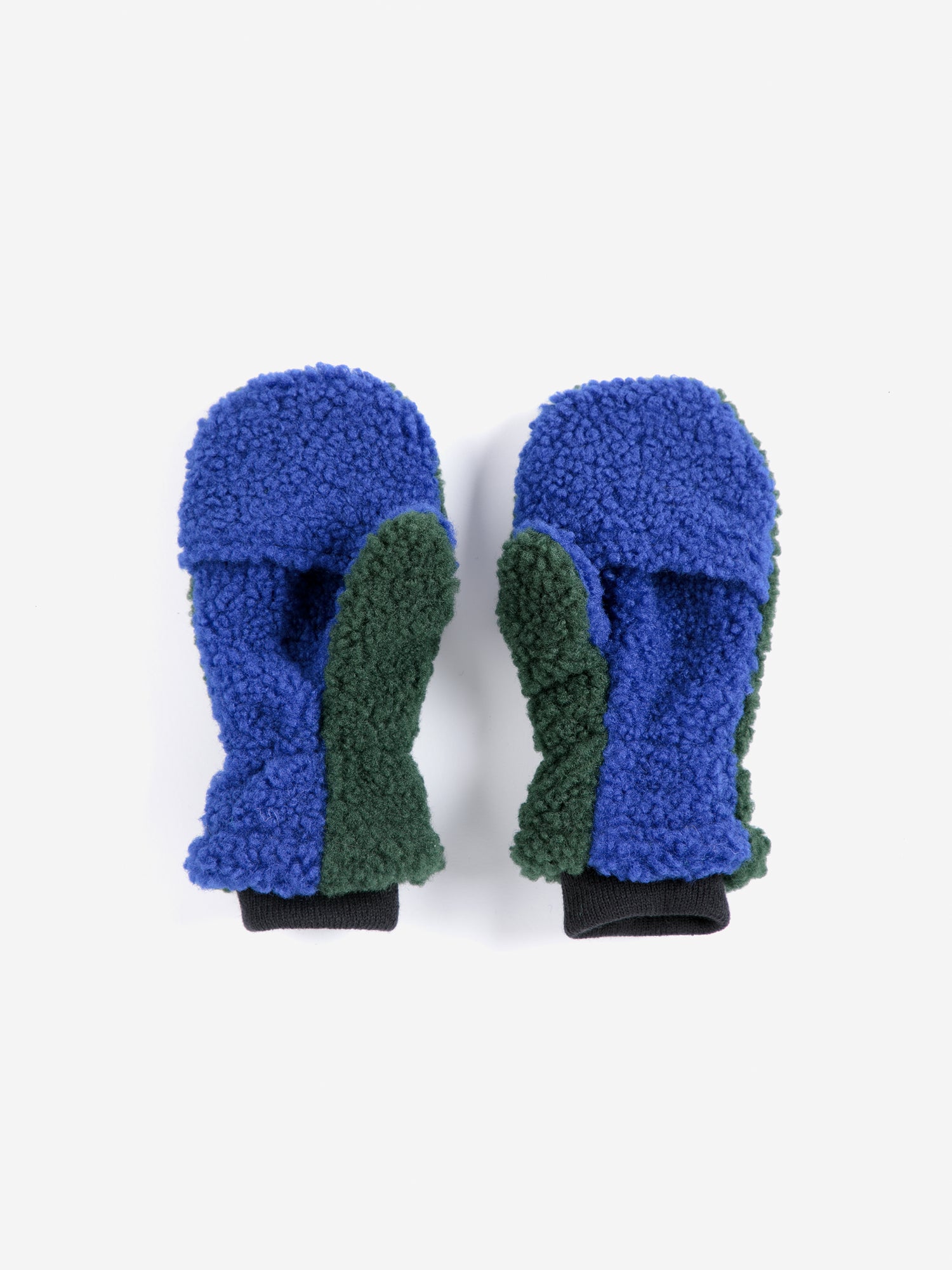 Bobo Choses Color Block Sheepskin Mittens - Dark Green