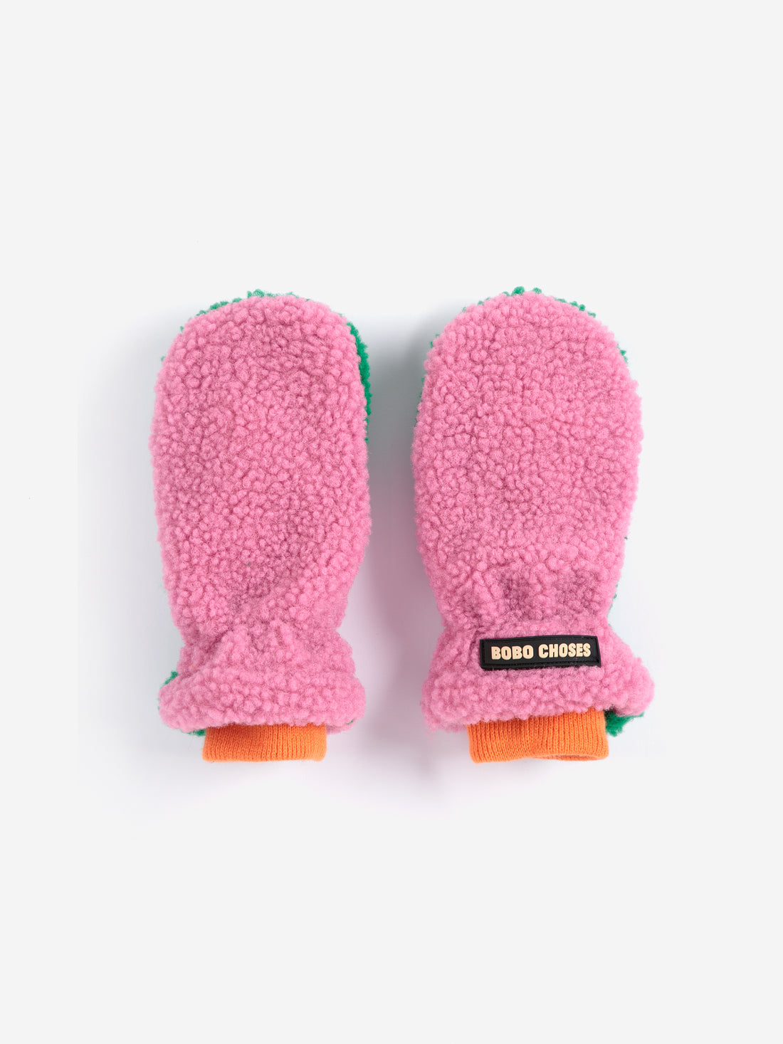 Bobo Choses Color Block Sheepskin Mittens - Fuchsia