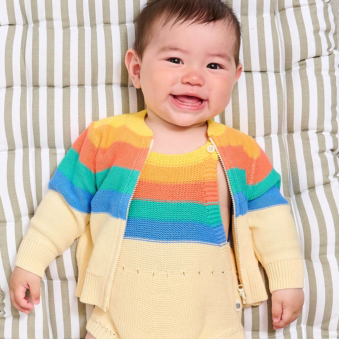 Bonnie Mob Baby Barnacle Stripe Cardigan - Rainbow