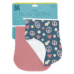 Kickee Pants Print Burp Cloth Set Of 2 - Peace, Love And Happiness & Desert Rose