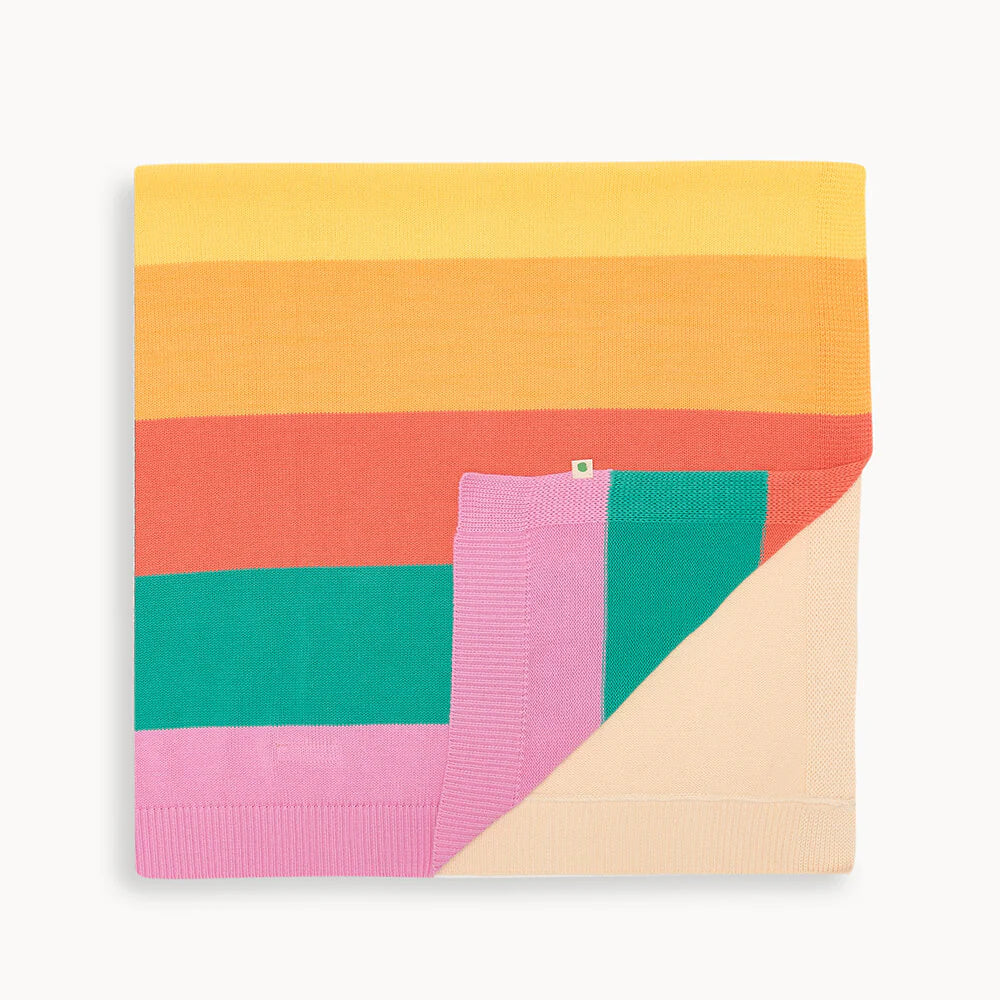 Bonnie Mob Bobby Stripe Shawl Blanket- Pink Rainbow
