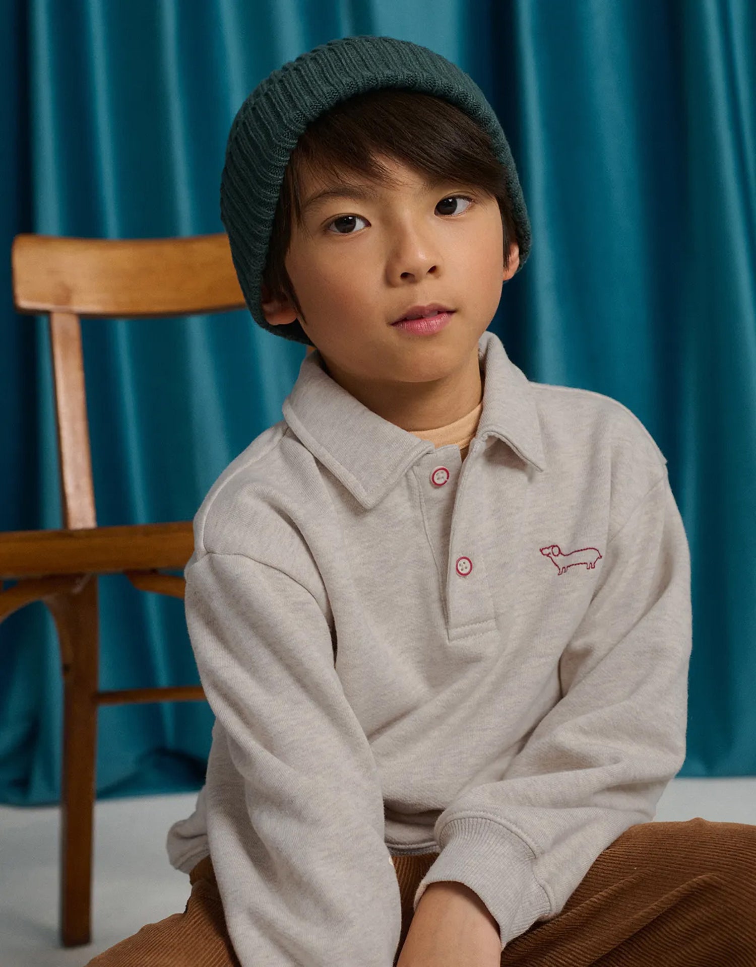 Gingersnaps Stefano French Terry Polo Pullover  - Beige