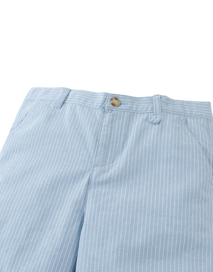 Gingersnaps Louis Linen Cotton Stripe Regular Shorts - Blue