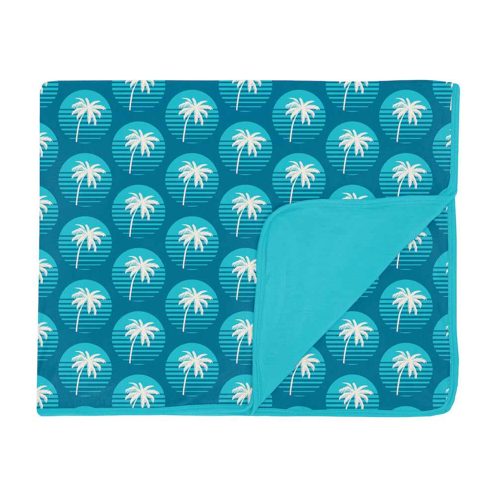 Kickee Pants Print Toddler Blanket - Cerulean Blue Palm Tree Sun