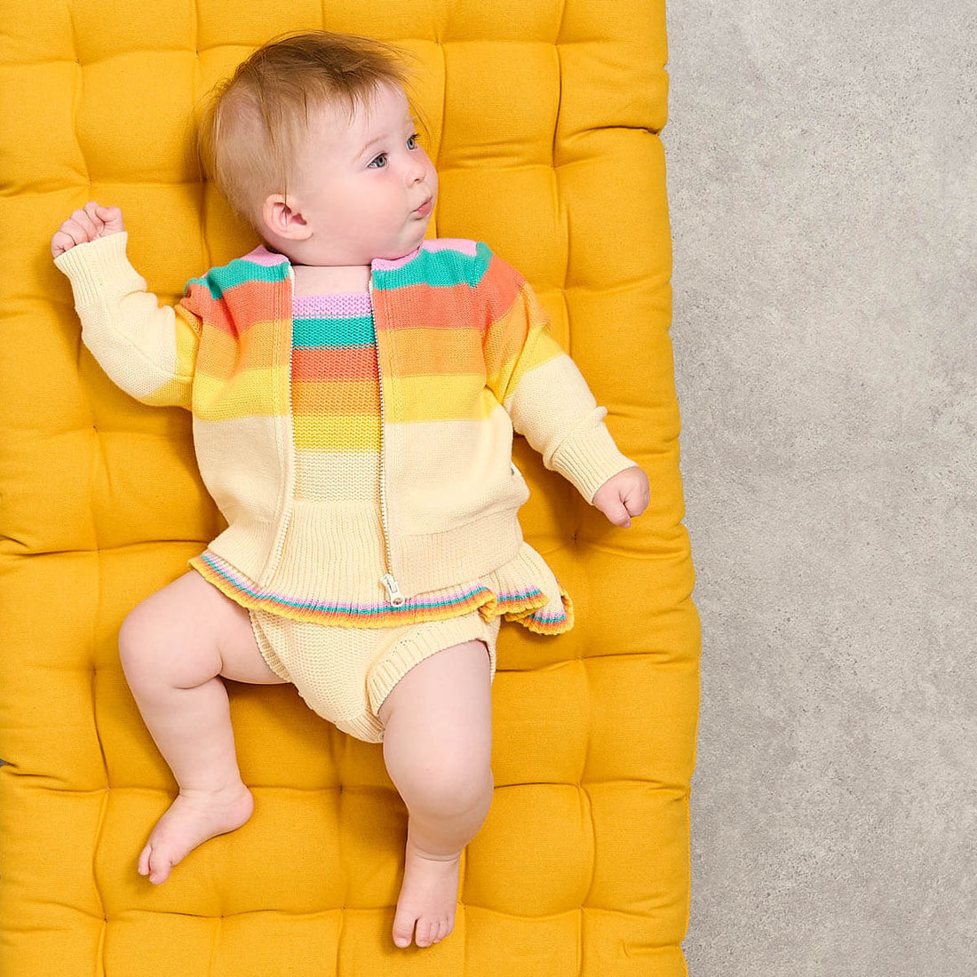 Bonnie Mob Baby Barnacle Stripe Cardigan - Rainbow Pink