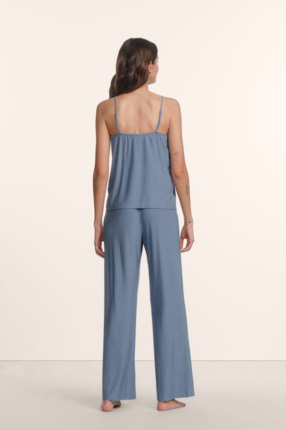 Eberjey Gisele Printed Cami &amp; Pant PJ Set - Duo Stripe Slate Blue