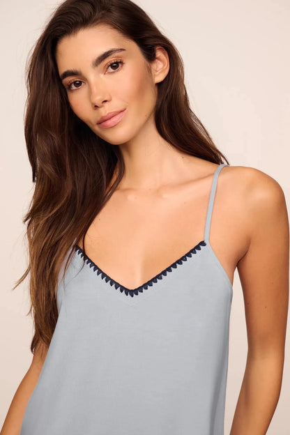 Eberjey Frida Cami And Pant PJ Set - Gray Dawn/Navy