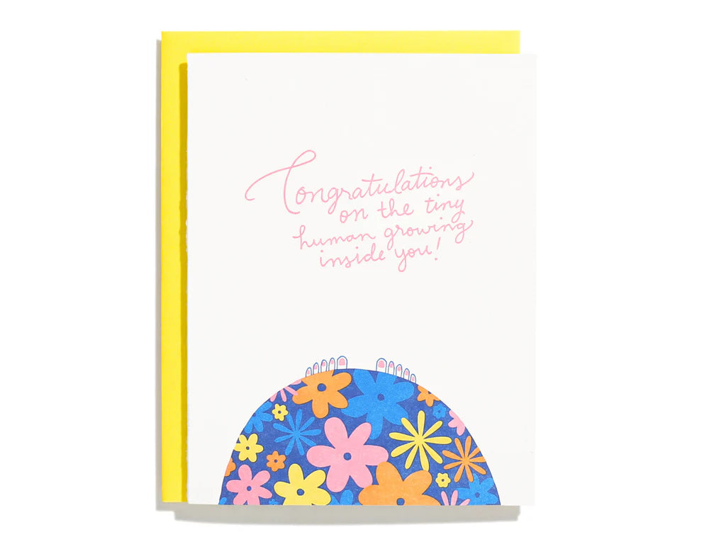 Shorthand Tiny Human Floral Greeting Card
