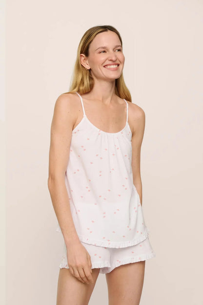 Eberjey Gisele Ruffle Cami &amp; Short Set - Summer Daisy White