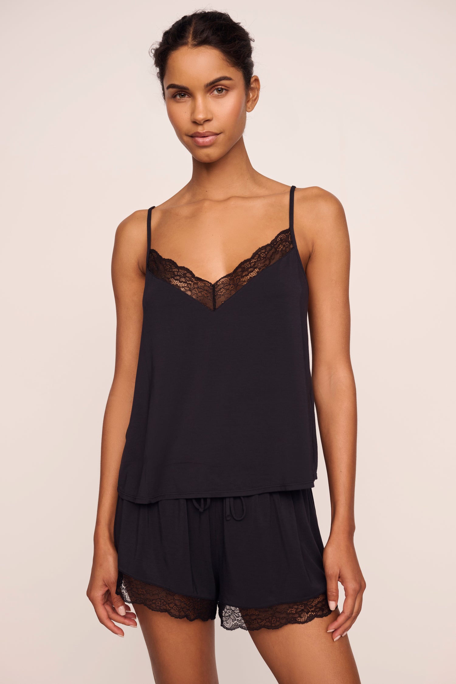 Eberjey Kari Cami And Short PJ Set - Black