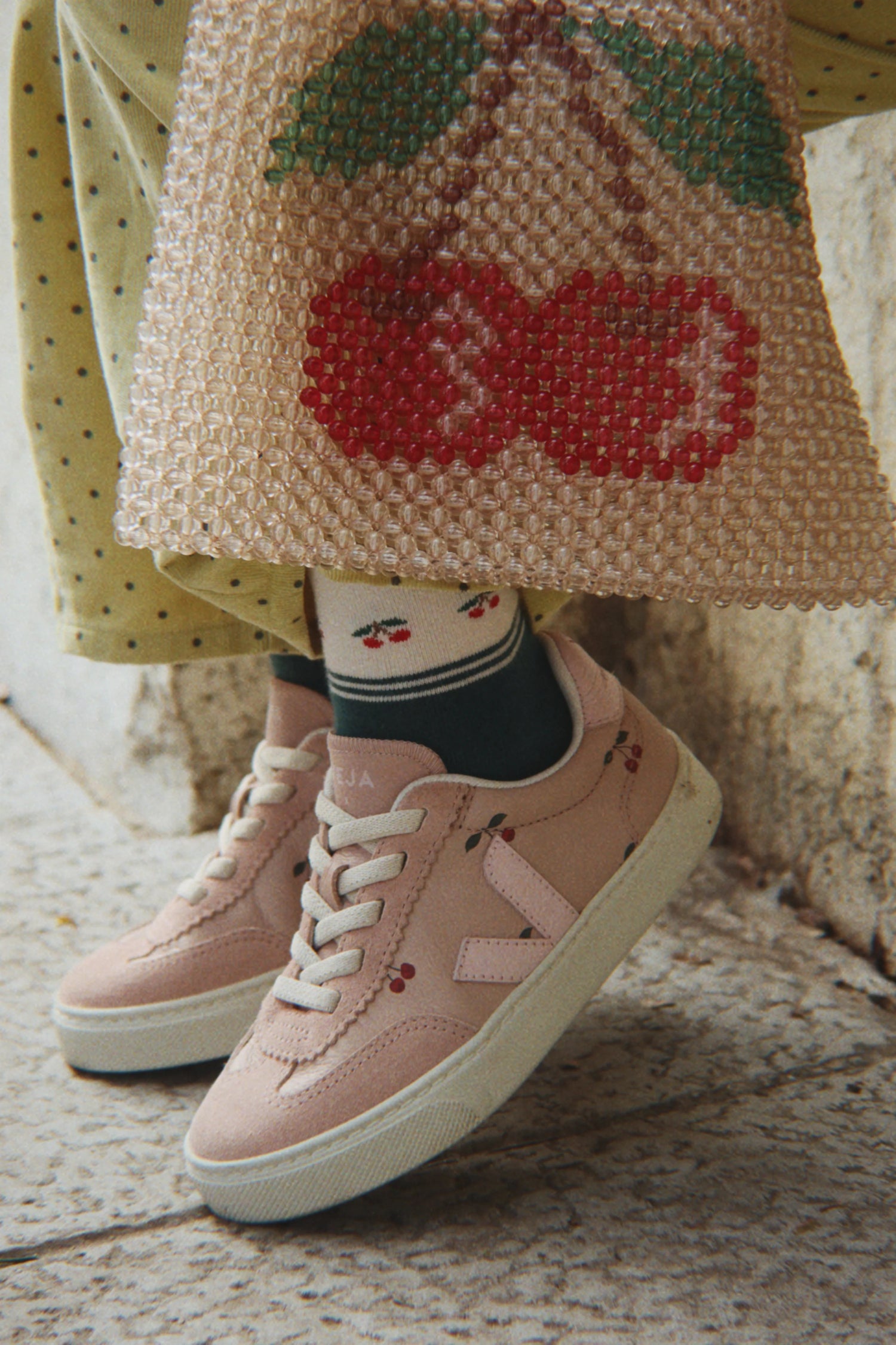 Veja X Konges Sløjd Small Volley Leather Sneakers - Cherry Petale