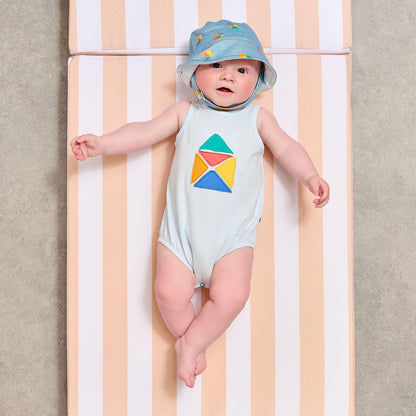 Bonnie Mob Dabs Applique Sleeveless Romper - Azul Blue