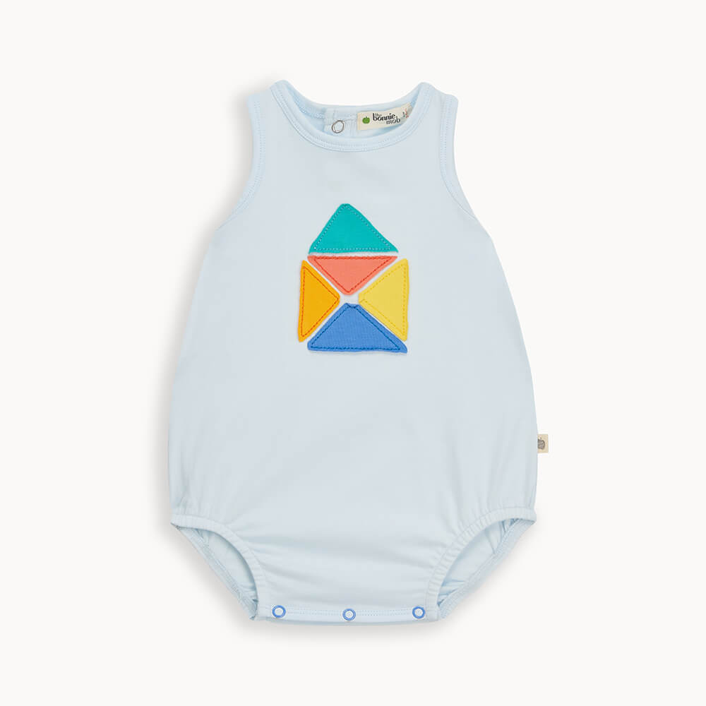 Bonnie Mob Dabs Applique Sleeveless Romper - Azul Blue