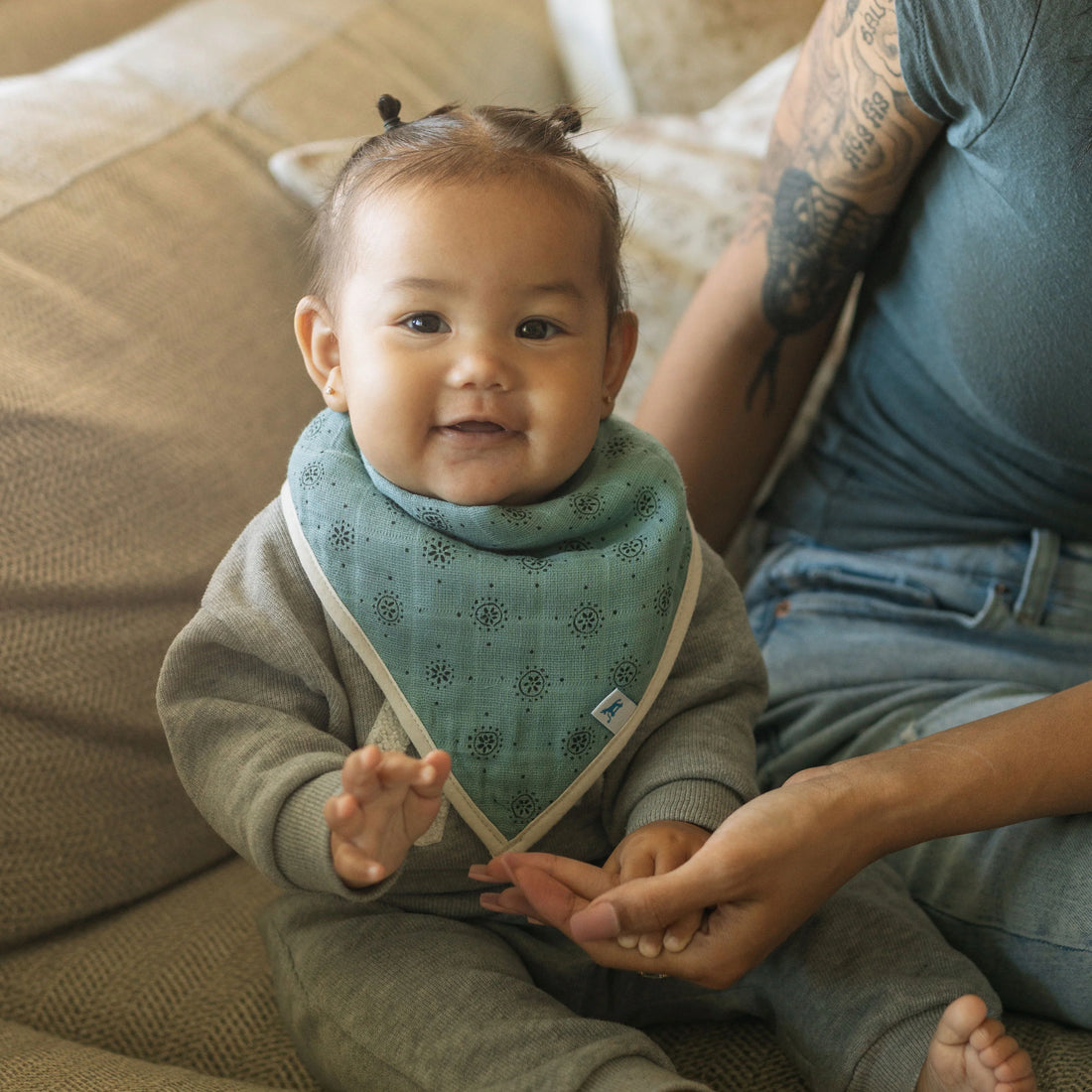 Little Unicorn Cotton Muslin + Fleece Bandana Bib 4 Pack - Wallflower