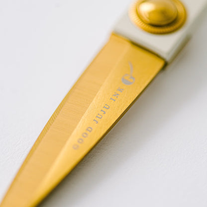 Good Juju Ink Ivory And Gold Heirloom Scissors - Petunia Pink