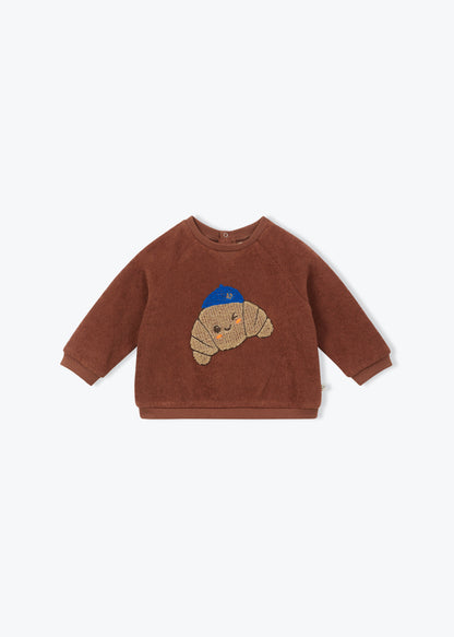 Arsēne et Les Pipelettes Baby Croissant Sweatshirt - Marron