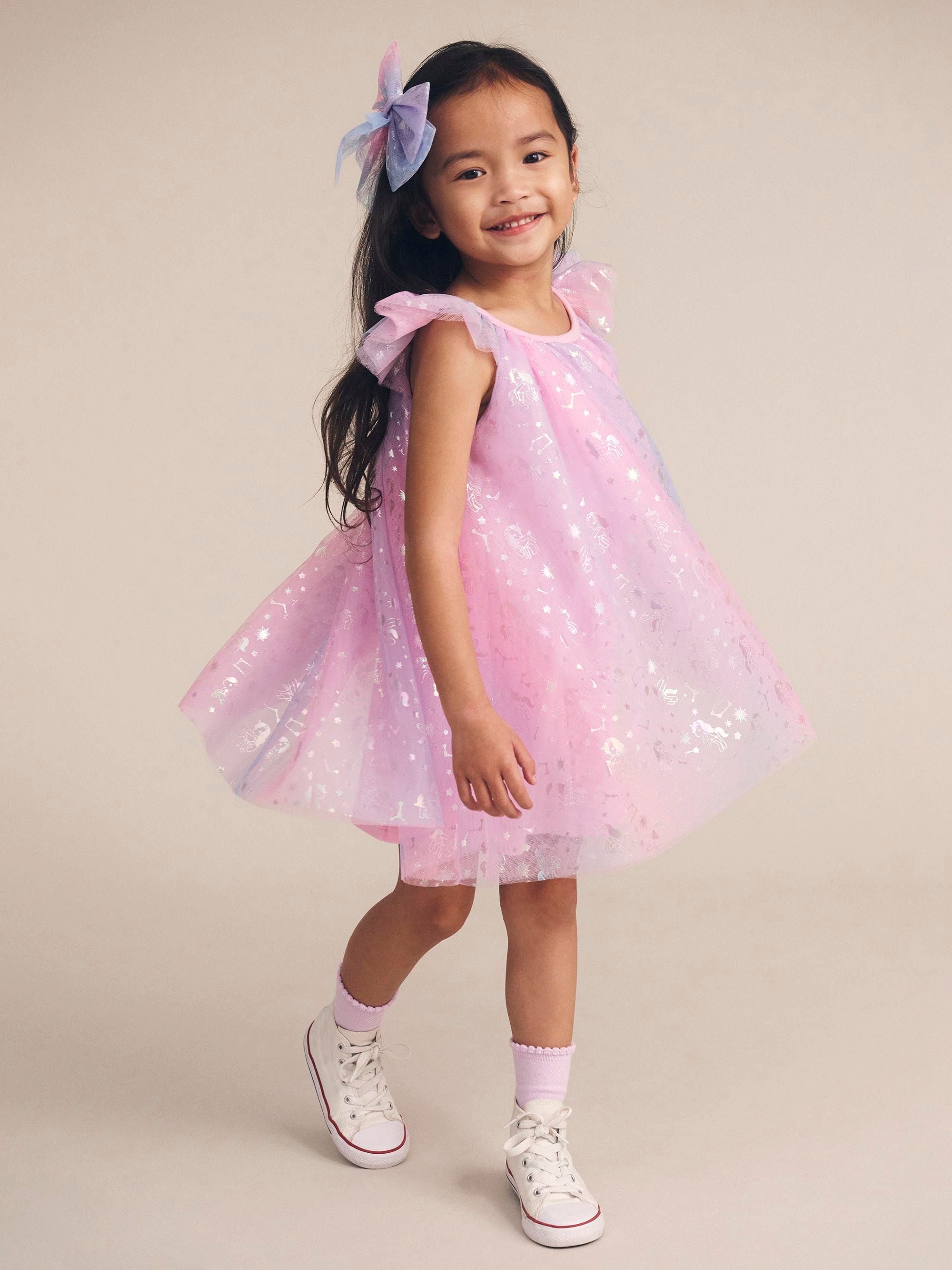 Huxbaby Cosmic Unicorn Frill Tulle Dress - Multi