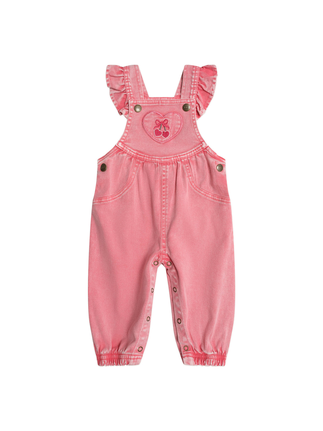 Huxbaby Cherry Heart Vintage Overalls - Apricot