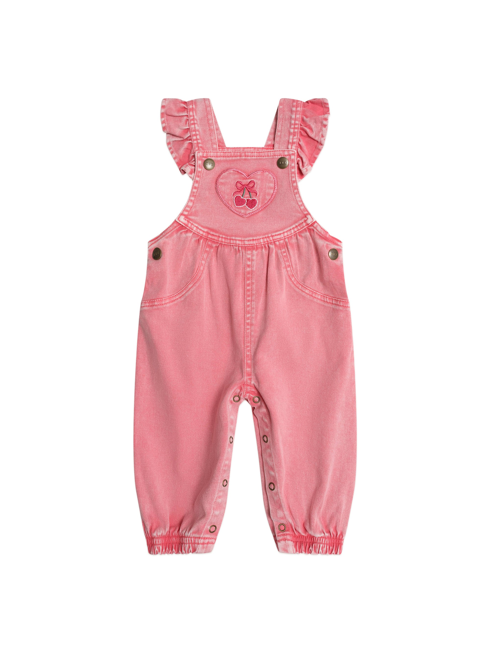 Huxbaby Cherry Heart Vintage Overalls - Apricot