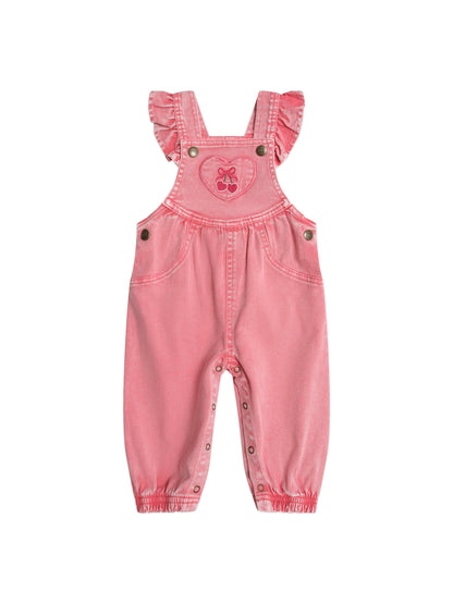 Huxbaby Cherry Heart Vintage Overalls - Apricot