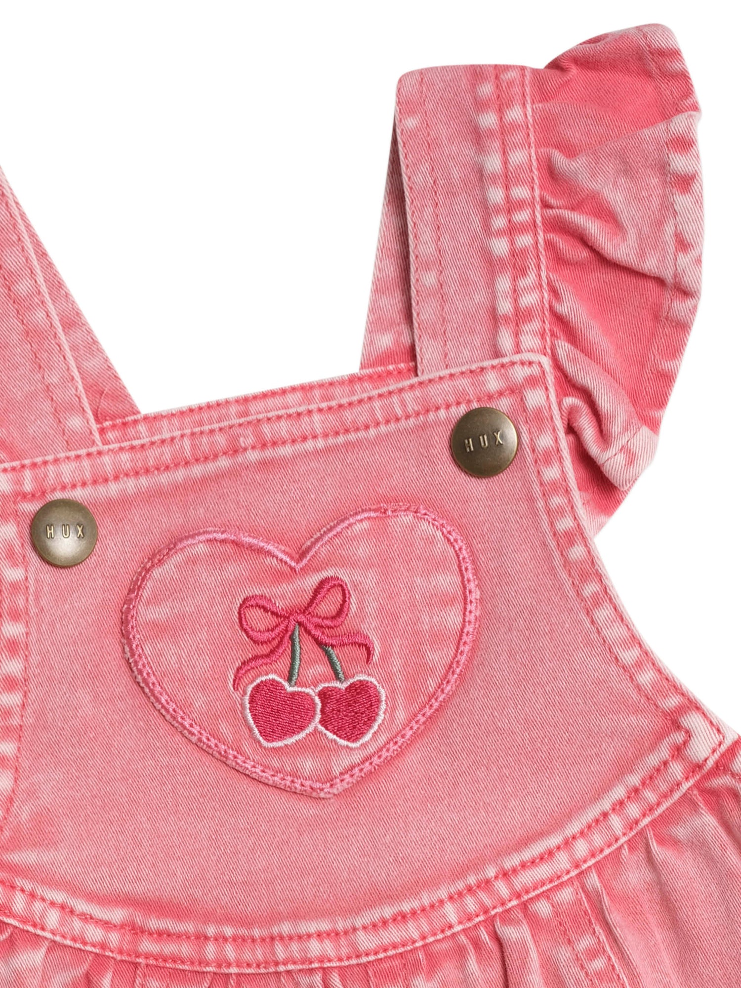 Huxbaby Cherry Heart Vintage Overalls - Apricot