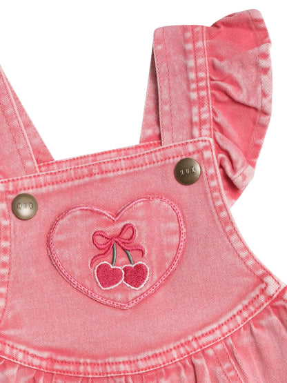 Huxbaby Cherry Heart Vintage Overalls - Apricot