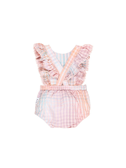 Huxbaby Rainbow Check Frill Playsuit - Multi