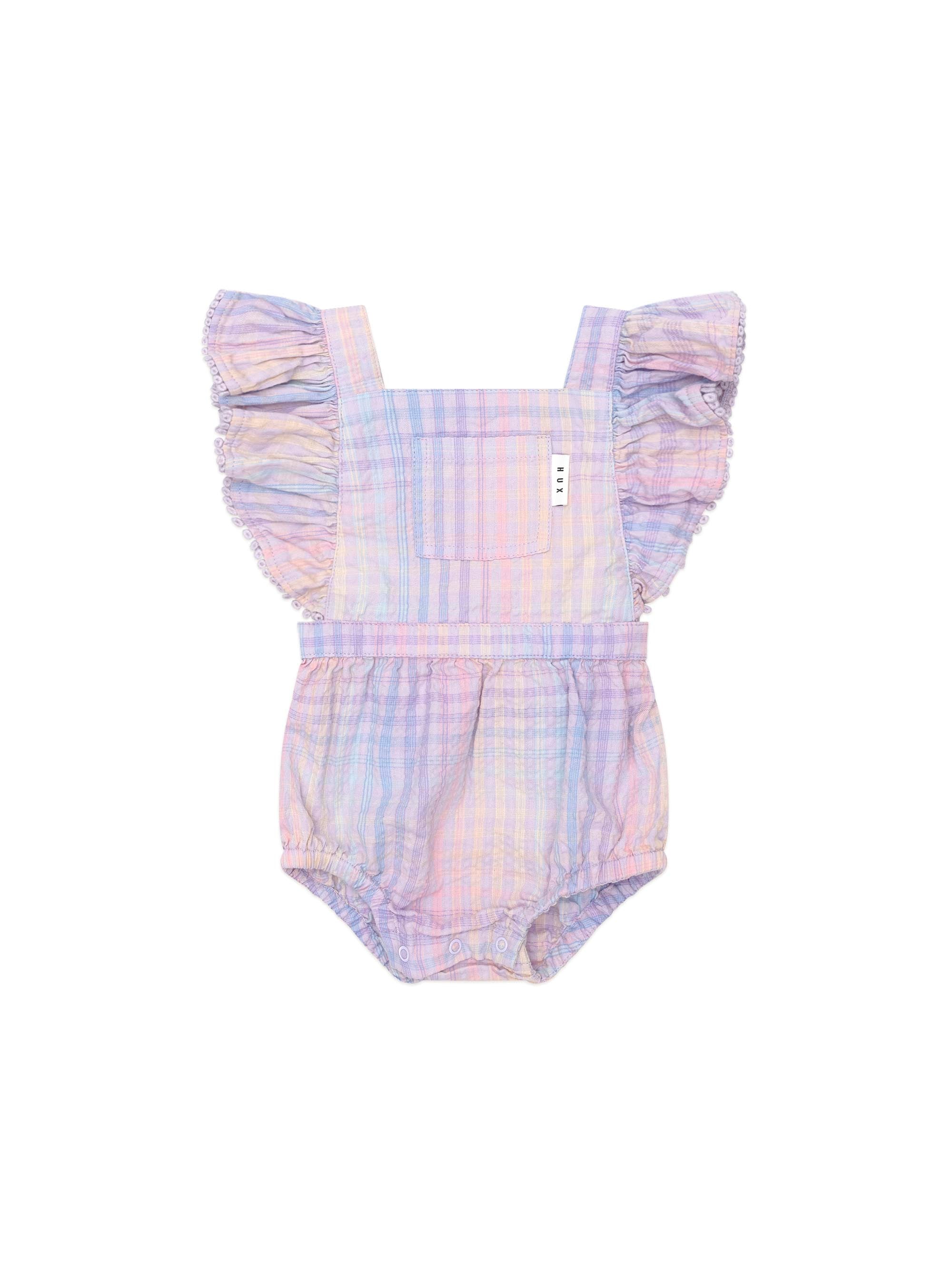 Huxbaby Rainbow Check Frill Playsuit - Multi