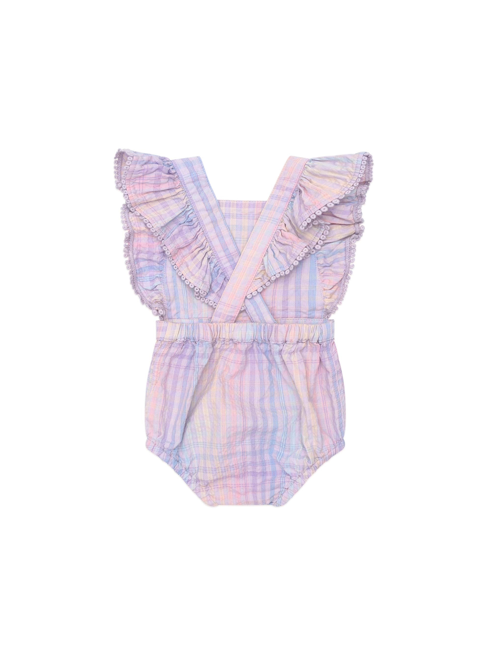 Huxbaby Rainbow Check Frill Playsuit - Multi