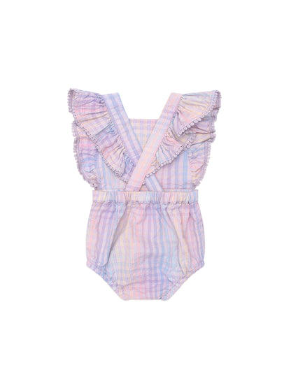 Huxbaby Rainbow Check Frill Playsuit - Multi