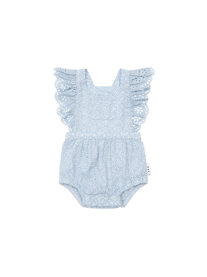 Huxbaby Broderie Frill Playsuit - Indigo