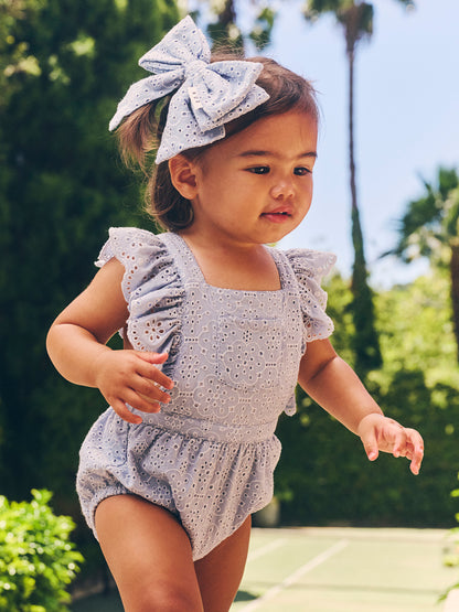 Huxbaby Broderie Frill Playsuit - Indigo
