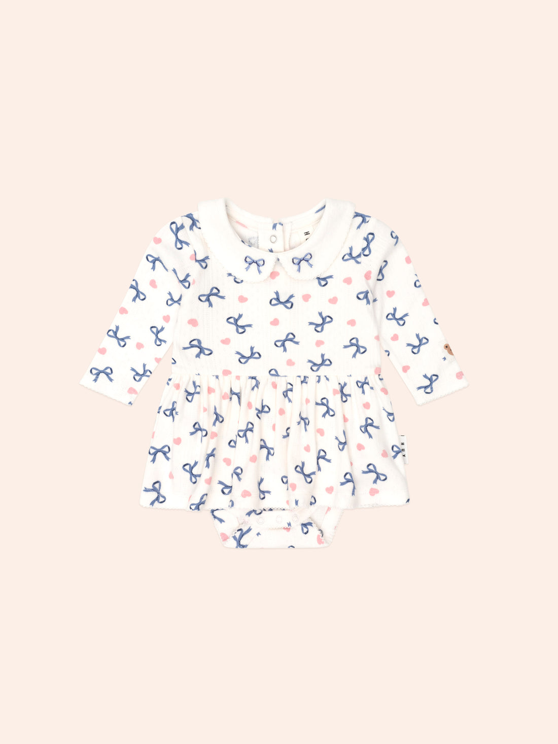 Huxbaby Hearts And Bows Romper - Almond Milk