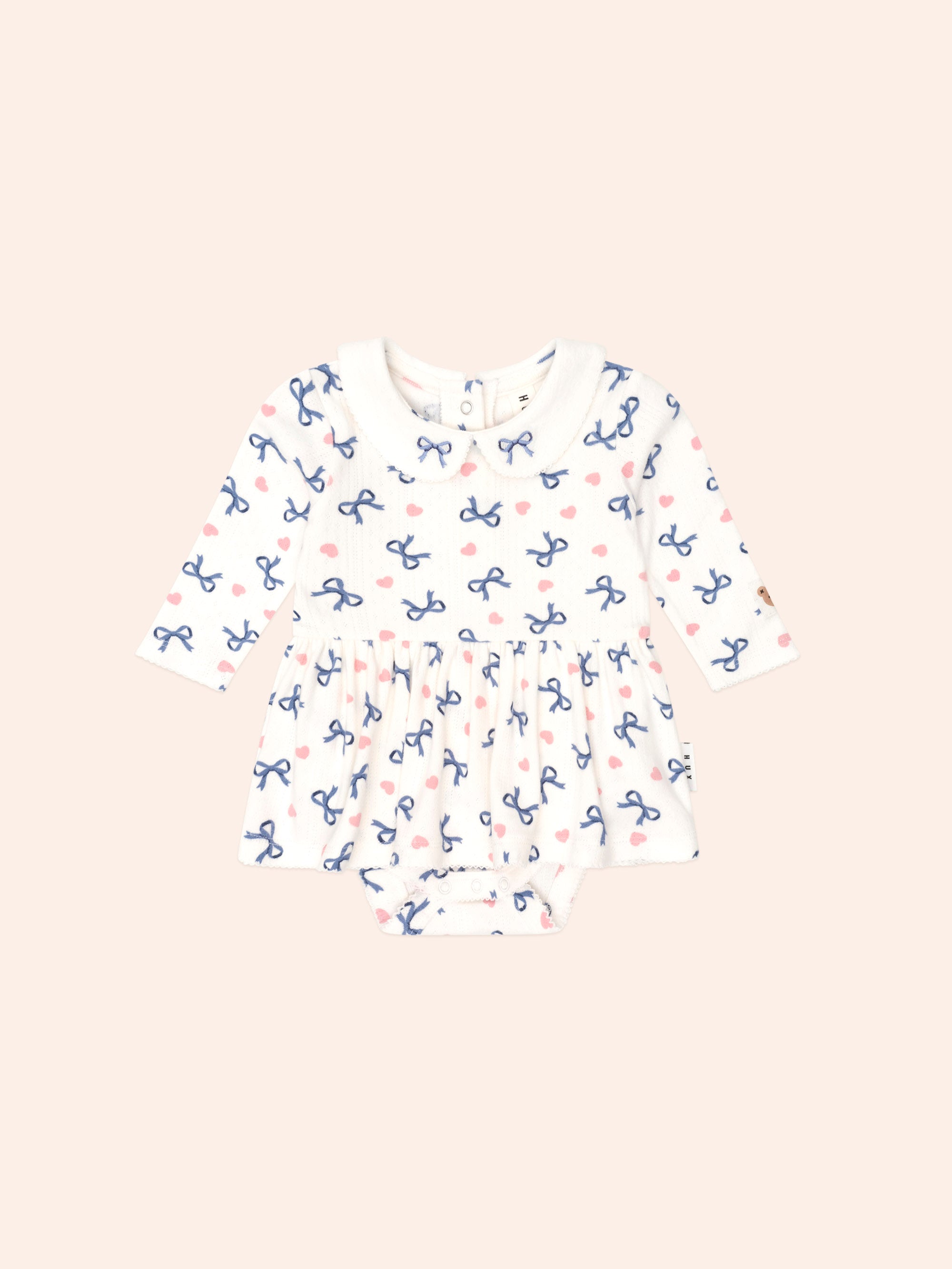 Huxbaby Hearts And Bows Romper - Almond Milk