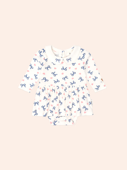 Huxbaby Hearts And Bows Romper - Almond Milk