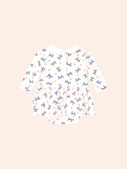 Huxbaby Hearts And Bows Romper - Almond Milk