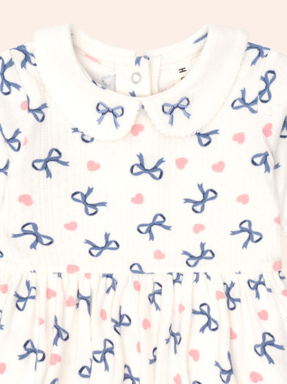 Huxbaby Hearts And Bows Romper - Almond Milk