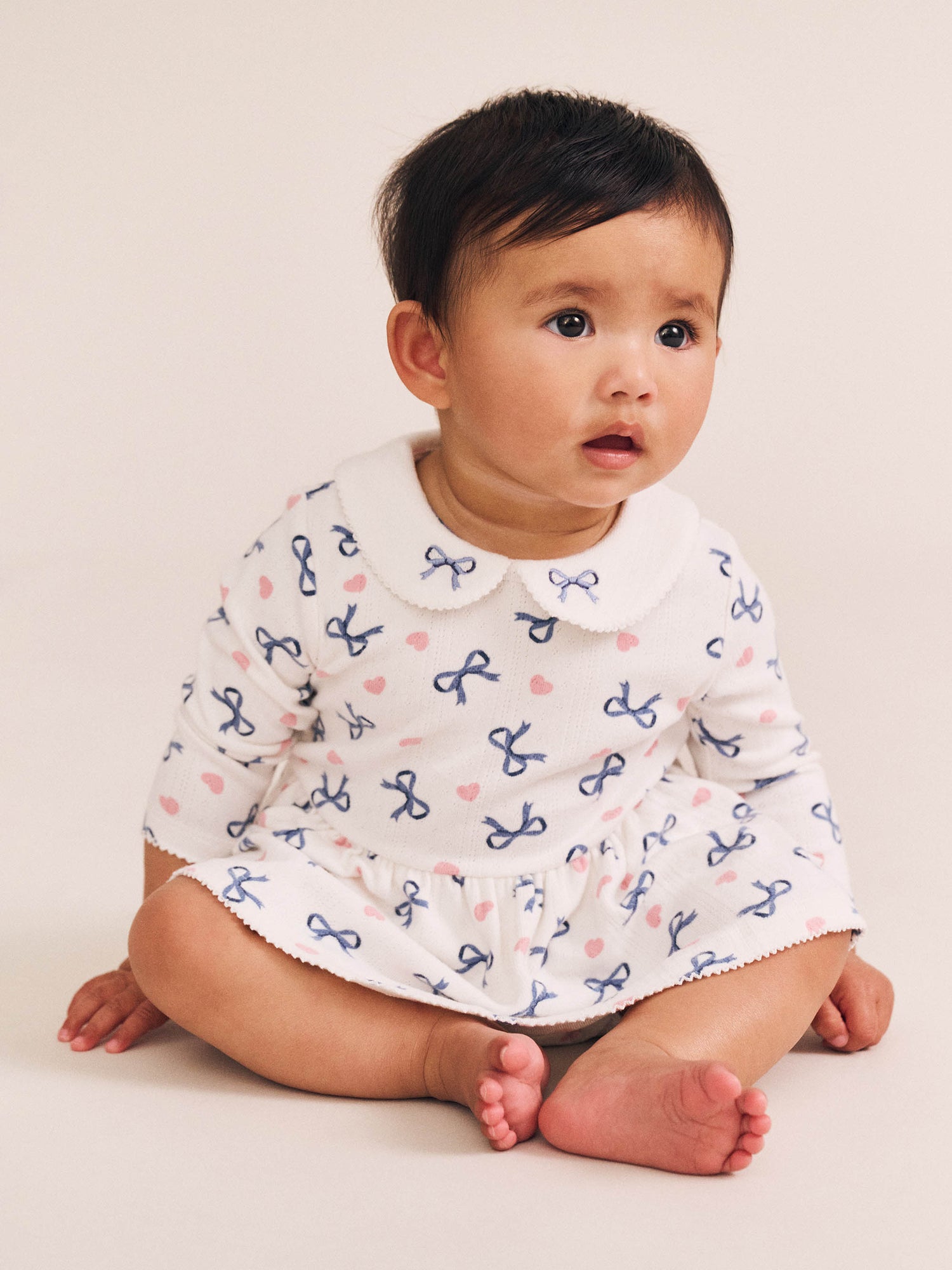 Huxbaby Hearts And Bows Romper - Almond Milk