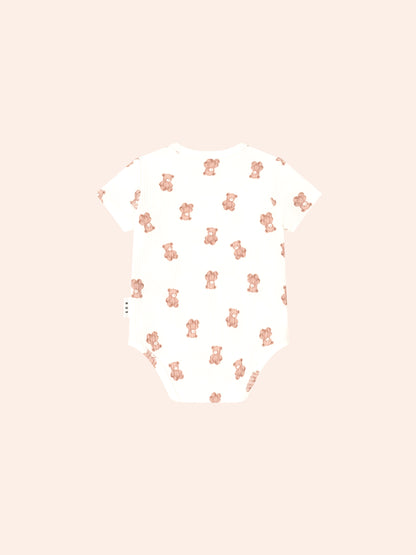 Huxbaby Beary Snuggly Newborn Romper - Almond Milk