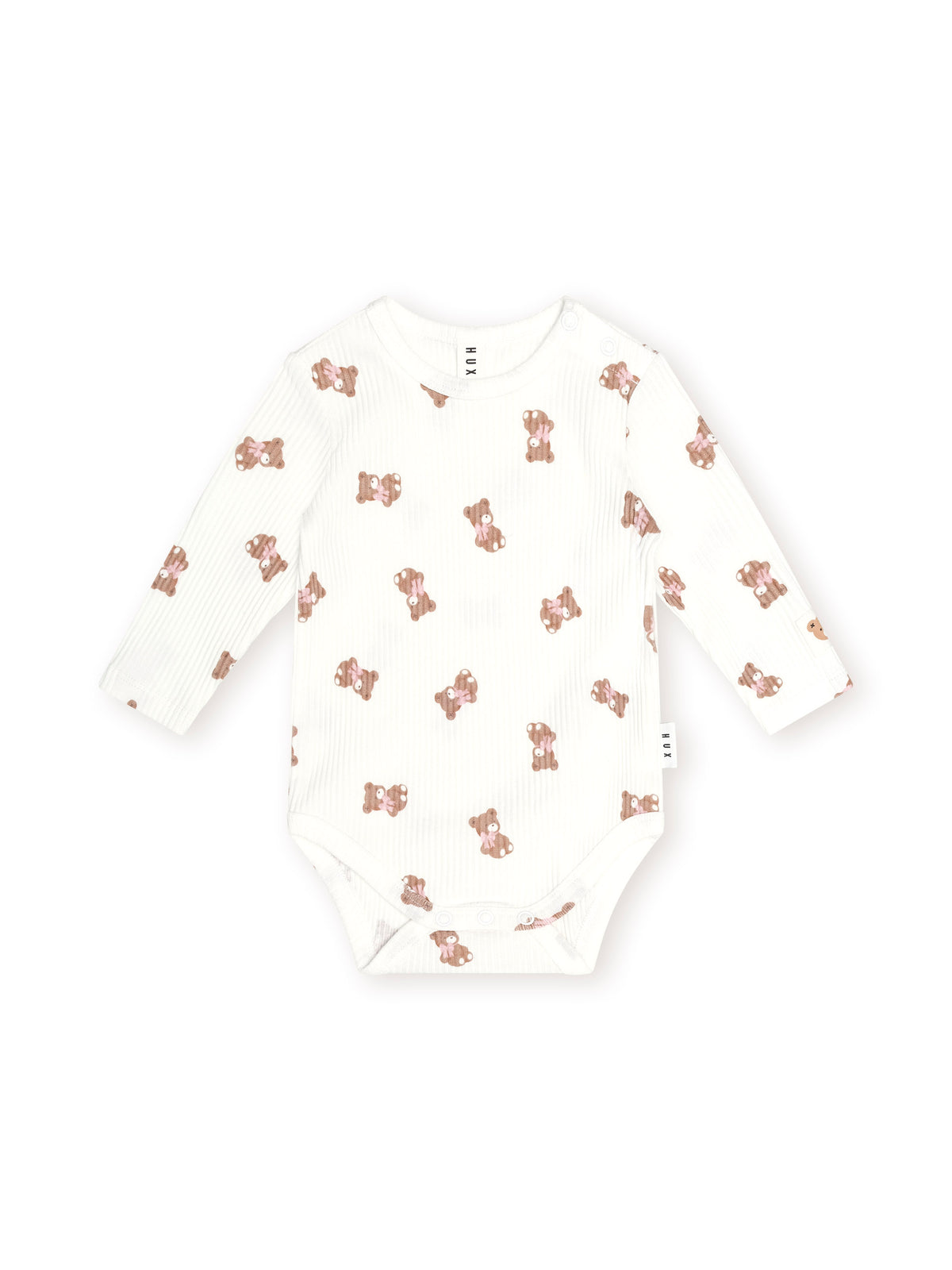 Huxbaby Tumbling Bow Huxette Long Sleeve Bodysuit  - Almond Milk / Pink