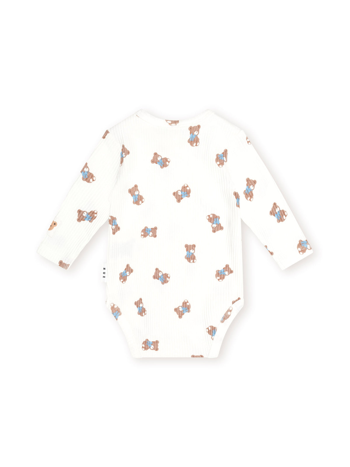 Huxbaby Tumbling Bow Hux Long Sleeve Bodysuit  - Almond Milk / Blue