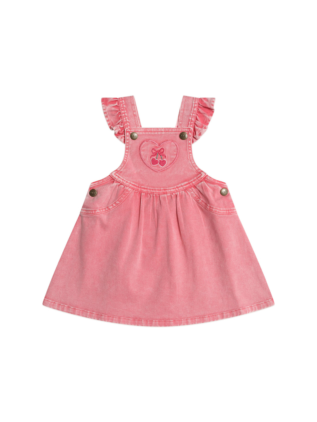 Huxbaby Cherry Heart Vintage Pinafore Dress - Apricot