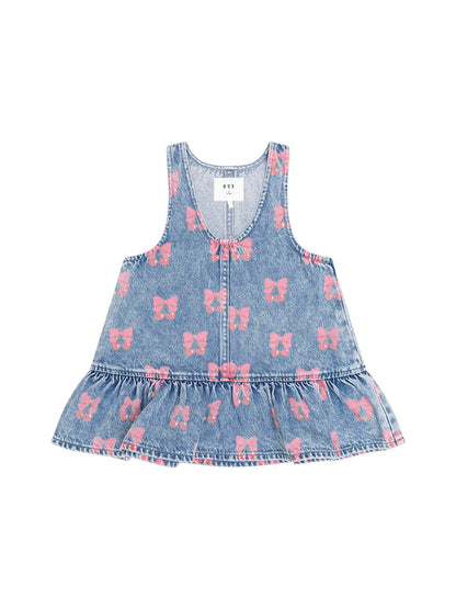 Huxbaby Dreamy Denim Cherry Pinafore - Multi Denim