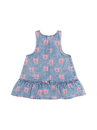 Huxbaby Dreamy Denim Cherry Pinafore - Multi Denim