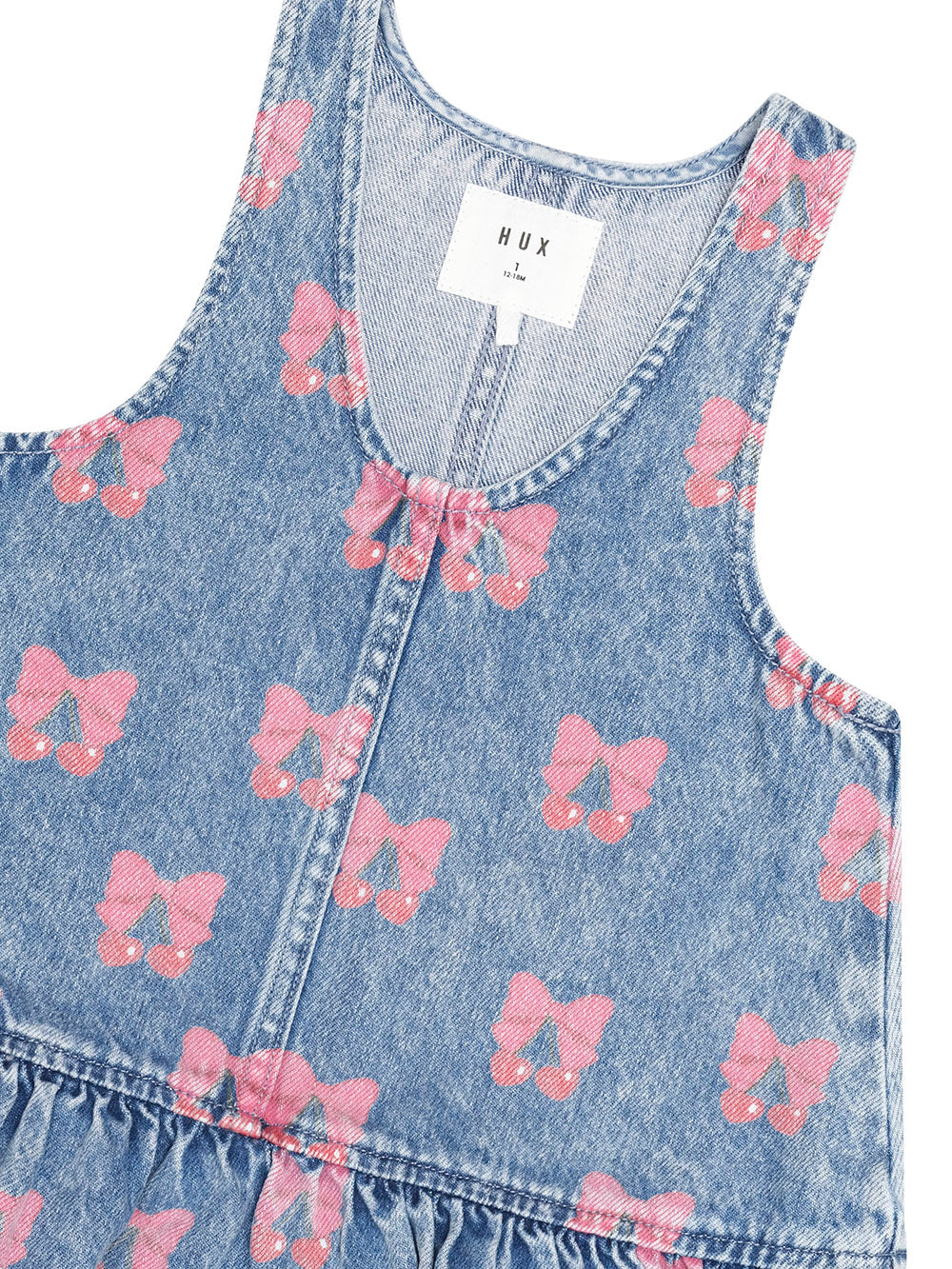 Huxbaby Dreamy Denim Cherry Pinafore - Multi Denim