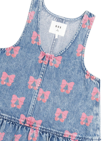 Huxbaby Dreamy Denim Cherry Pinafore - Multi Denim